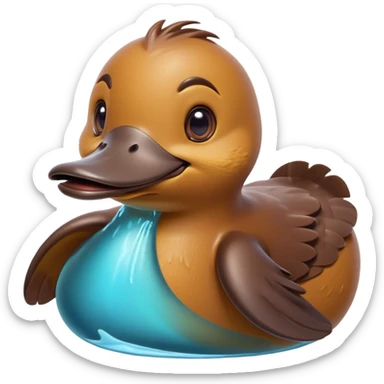 Cinematic Comical Platypus Portrait Emoji, Head tilted dramatically with an exaggeratedly amused expression, featuring a striking, glossy brown fur with a whimsically flat duckbill and wide, expressive eyes full of playful disbelief, Simplified yet hilariously expressive features, highly detailed, glowing with a slightly sassy glow, high shine, dramatic yet playful, stylized with an air of cheeky aquatic mischief, bright and endearing, soft glowing outline, capturing the essence of a spirited and over‐the‐top platypus, so meme‐worthy it feels like it could quack its way into internet fame instantly! sticker