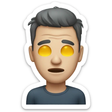 a man with a hand over one eye in pain sticker