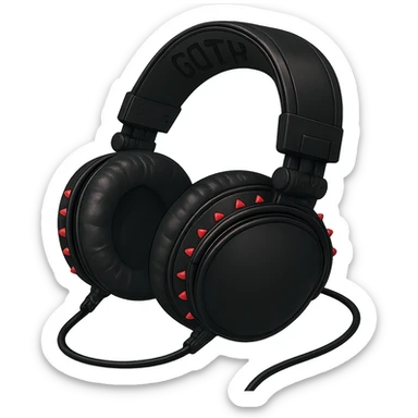 Remove the background and keep only the goth headphones in a realistic anime style with no background. sticker