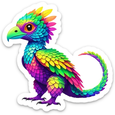Exotic vibrant lush neon-colored Fakémon-Trico-creature (full body) sticker