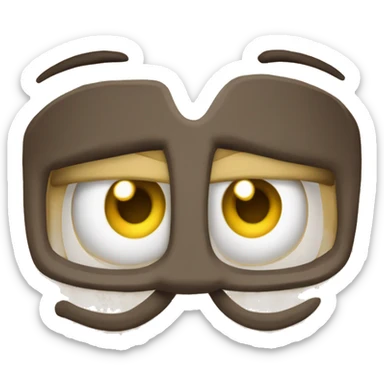 Una carita amarilla y redonda con cubrebocas que esté arrugando la nariz y encarnando una ceja sticker