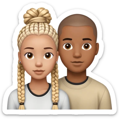 Teenage Interracial couple of a black woman with box braids and a white man with a buzz cut  sticker