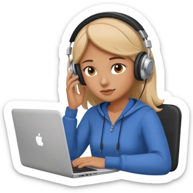 super busy female looking at the laptop and headphones do not disturb sticker