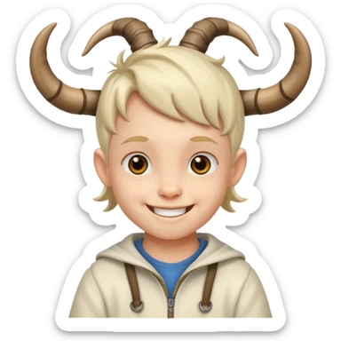 child with goat horn sticker