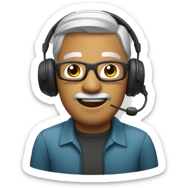 a man with a headset and mic sticker