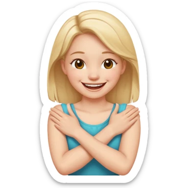 arms crossed holding neck, laughing girl sticker