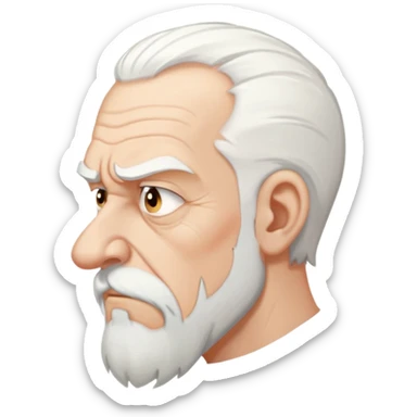 old angry man in profile view with white hair and goatee sticker