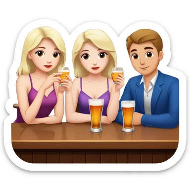 2 girls and a guy in a bar on date sticker
