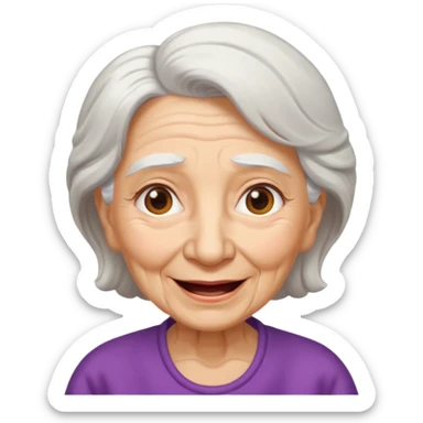 Abuela, muchas arrugas, aspecto feliz, el pelo blanco sticker