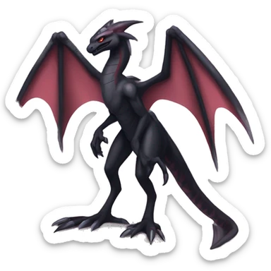 cool edgy black and maroon Dark-type nargacuga Salazzle  Salandite Pokémon full body by LiLaiRa, by Falvie sticker