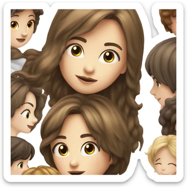 Short long haired brunette girl kisses so tall short haired white skin girl sticker