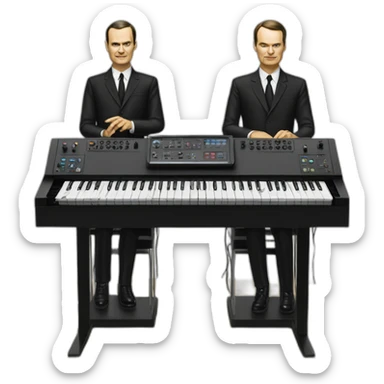 photo realistic band Kraftwerk playing keyboards sticker