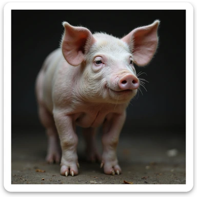 pig standing with a subtle window on the neck showing the thyroid highlighted gently, no cruel details, white background, hyperrealistic 4K sticker