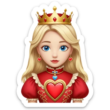 Freya Skye lose my head junior Eurovision 2022 red queen of hearts style blonde half up half down hair, blue eyes sticker