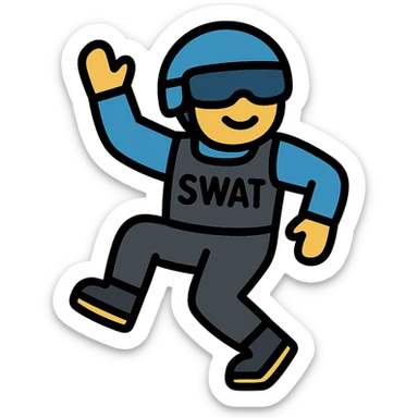 color outline icon of a SWAT member dancing, playful sticker