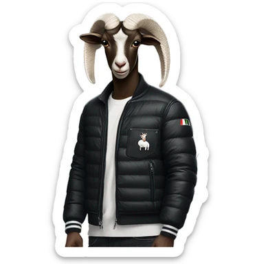 goat in black Moncler jacket driving black Audi RS6 sticker