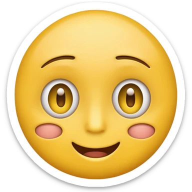 a yellow emoji-face with a nervous smile. the right eye is wide opened, the left eye is half closed. sticker