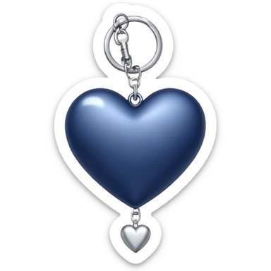 Navy blue heart with silver chains charm keychain sticker