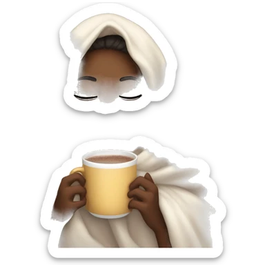 girl inside a blanket sipping hot chocolate eyes closed sticker