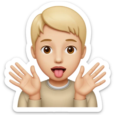Face with tounge out and hands to the side sticker