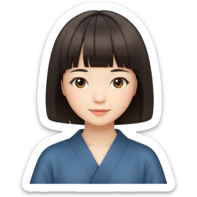 Japanese girl with bob haircut and bang sticker