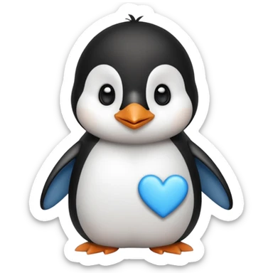 loving cute penguin whit blue hearts around him sticker