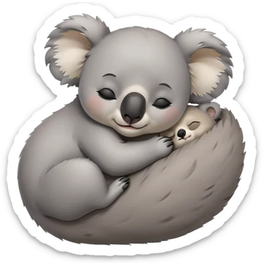 meme-worthy-cute-sleeping-koala-portrait-emoji,-head-resting-peacefully-with-a-contented-smile,-showcasing-a-cuddly-build-and-a-luxuriously-soft-grey-fur,-eyes-closed-in-a-serene,-restful-snooze,-simplified-yet-hilariously-adorable-features,-sleeping cute sticker