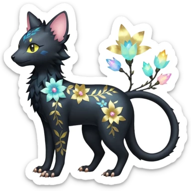 Multicolored sparkly pastel dark iridescent light pale gloomy spooky realistic pretty cool elegant realistic floral exotic Trico-Bolthund-Electrike-Luxray-hybrid, full body sticker