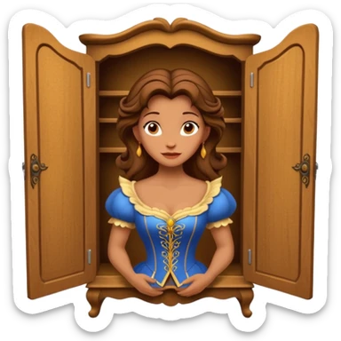 A middle-aged lady character from the fairy tale Beauty and the Beast — she was turned into a wardrobe by magic, while retaining the wardrobe's original form and having an anthropomorphic face. sticker