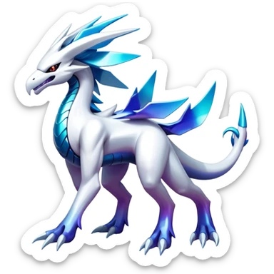 Iridescent-gradient Futuristic Modern Epic Legendary Shiny Cyber-Suicune-Dialga-Lugia-Reshiram-Creature, (full body) sticker