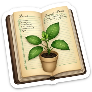 observation log with plant records. Transparent background sticker