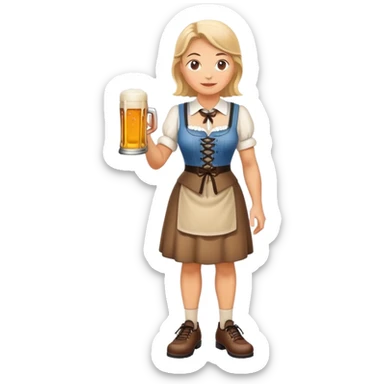old German waitress, laced up shoes, standing, holding a stein of beer in the hand  sticker
