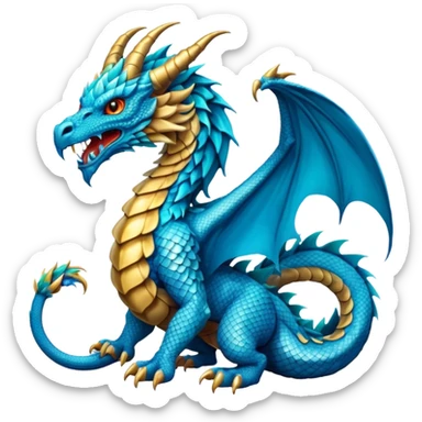 Mušḫuššu, mythic hybrid: serpent-dragon body, lion paws, eagle talons, horned dragon head, blue or turquoise sticker