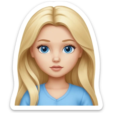 Bratz Cloe Blonde long hair blue eyes, Light blue outfit sticker