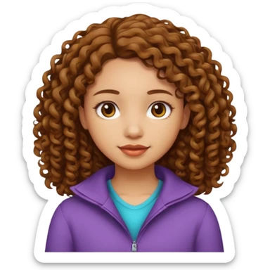 A girl with medium-length, curly hair that is not too voluminous.  sticker
