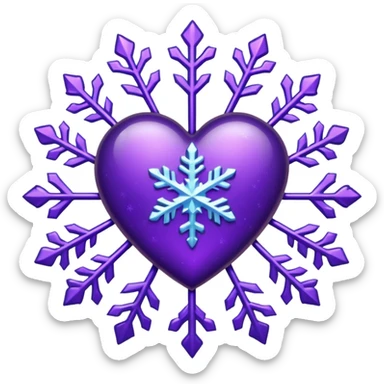 purple heart with a snowflake sticker