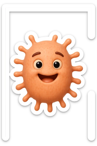 EMOJI STILE IPHONE DI BATTERI INTESTINALI ROSA SALMONE FELICI CHE FLUTTUANO IN ARIA, IPERREALISTICO 4K sticker