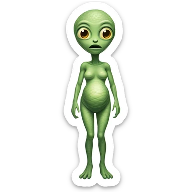 a Reptilian alien woman, full body, Pregnant sticker