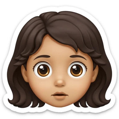 toddler face with big eyes, medium skin tone, and dark wavy hair sticker