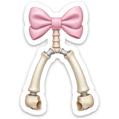 Leg bone with a light pink bow sticker