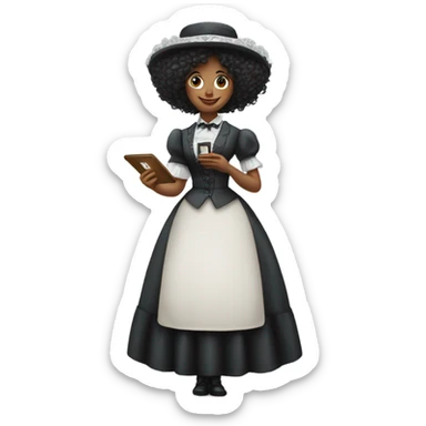 galora waitress galora in Victorian dress elegant, full body, holding big credit card sticker