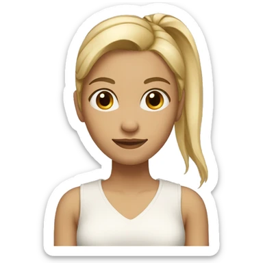 girl with blond hair in a ponytail medium skintone sticker