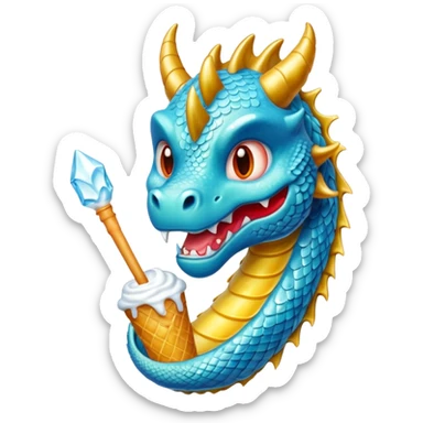 Un dragon pailleté brillant qui mange une glace sticker