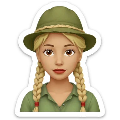 messy green clay mask and red tourist hat blond braided woman sticker