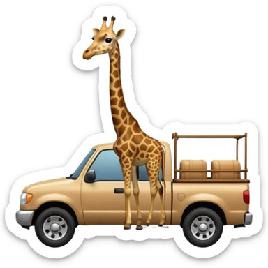 giraffe in the back of a pickup truck sticker
