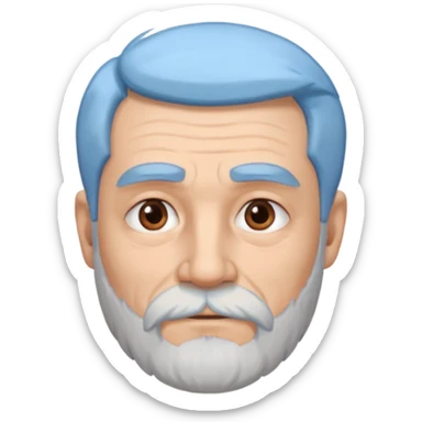 An elderly man with light-blue hair and beard, thick eyebrows, brown eyes, and a calm expression.b sticker
