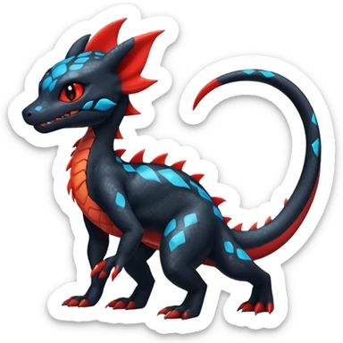 Shiny Salandit-Umbreon-Charmeleon-Fakémon-hybrid-creature (full body)  sticker