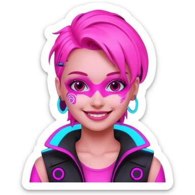 girl neon cyberpunk pink happy sticker