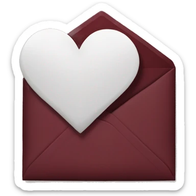 burgundy envelope with white heart stamp sticker