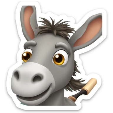 Donkey holding a cricket bat sticker
